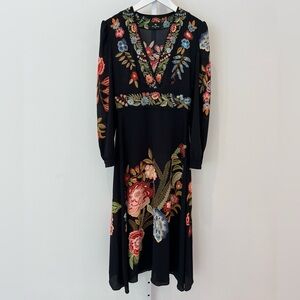 ETRO BLACK FLORAL LONG SLEEVE DRESS SIZE IT 42 / US 6 NWOTS!